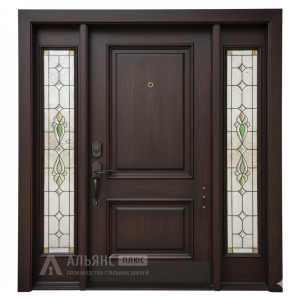 Входная дверь с остекленными фрамугами №22 внешняя - фото