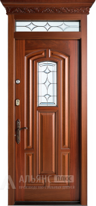 Наружная металлическая дверь для дома с отделкой массивом №9 внешняя - фото