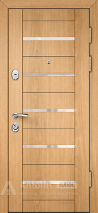 Входная дверь в отделке дуб с зеркальной вставкой и молдингом №128 внешняя - фото