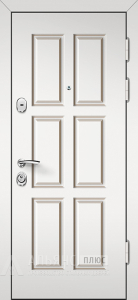 Входная дверь цвета белоснежный софт с филенкой предотвращающая проникновение холода и шума №52 внешняя - фото